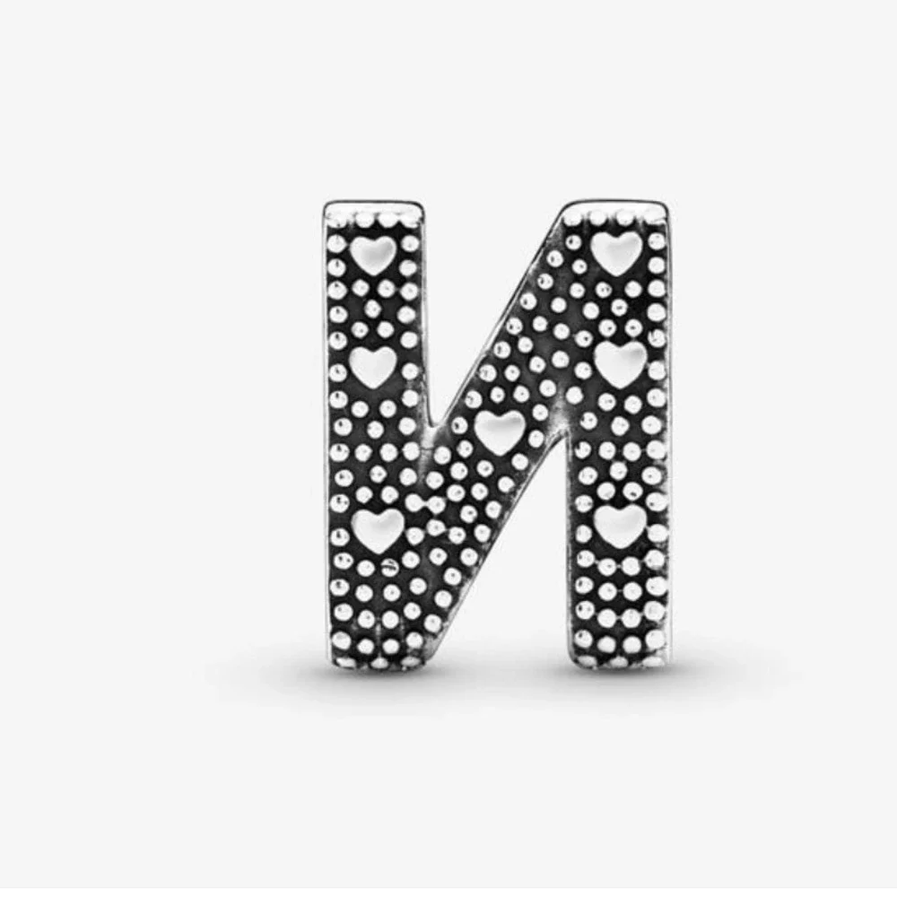 Pandora Letter N Alphabet Charm Sterling Silver S925 ALE Heart Initial 797459